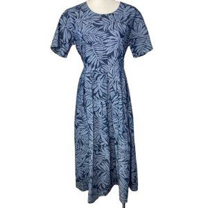 Naqui New York ladies maxi dress cotton blue Leaf print size medium M